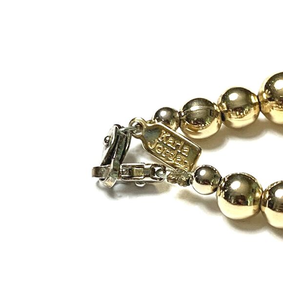 Karla Jordan Golden Metal Graduating Bead Necklace 20" Statement Vintage Stunner - Picture 2 of 7